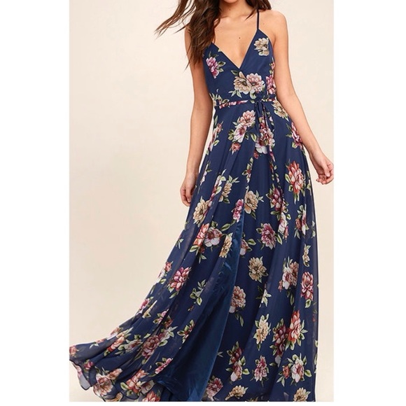 💙Always There for Me Navy Blue Floral Maxi Dress - Picture 3 of 6